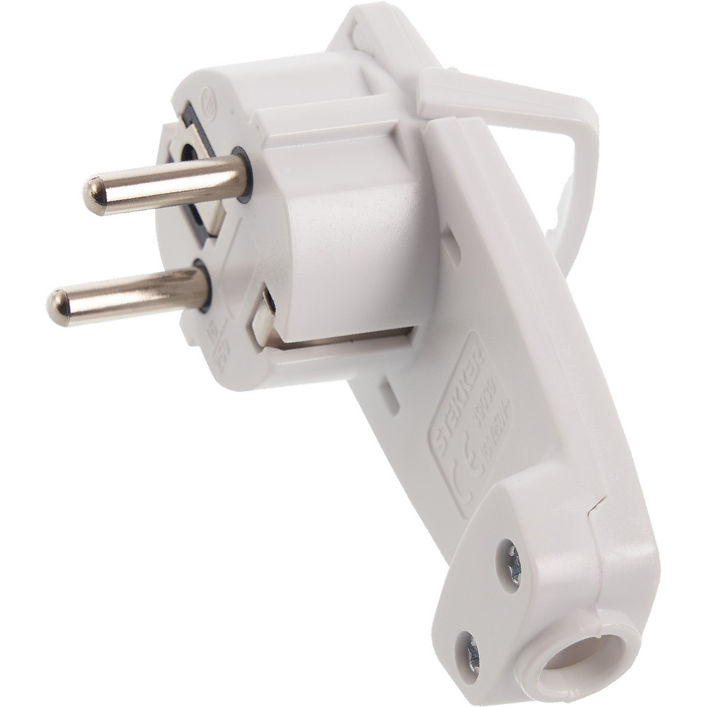 Вилка угловая плоская с кольцом, разборная Stekker "PPG16-45-202", Евро ...