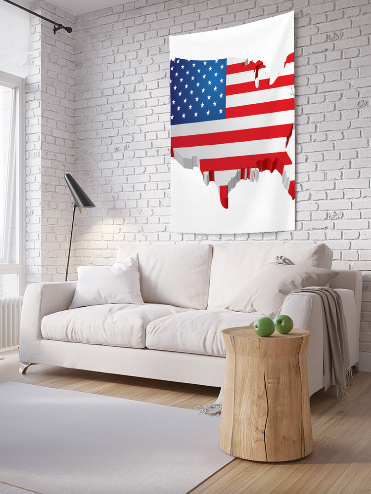 Вертикальное фотопанно на стену JoyArty "Карта США 3Д", из ткани, 150х200 см  #1