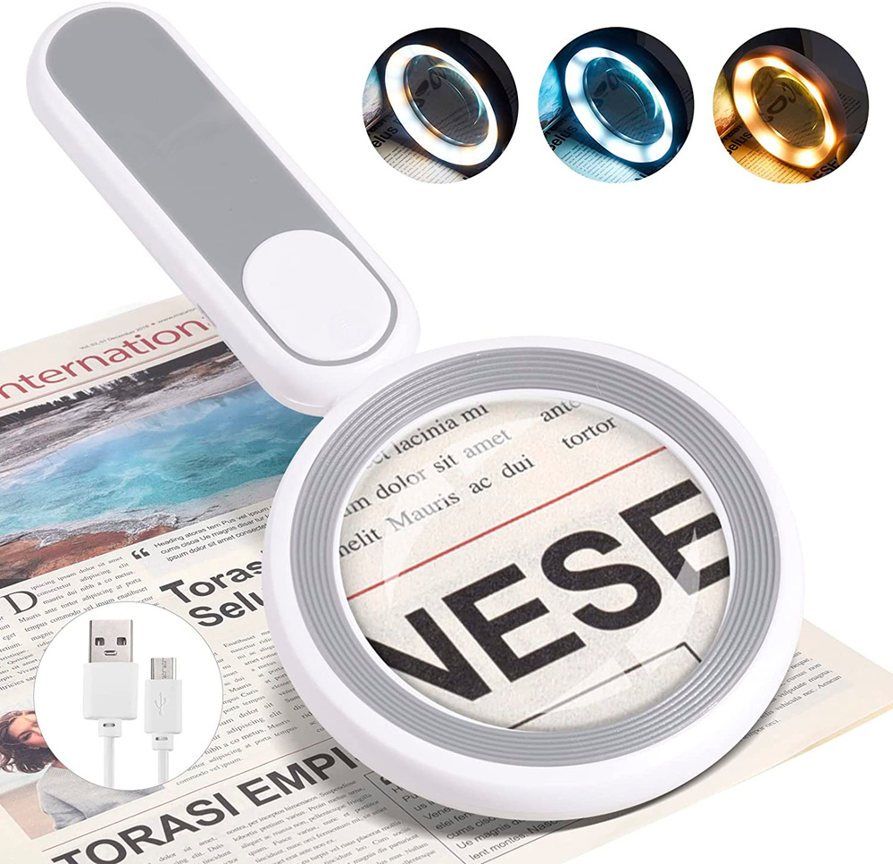 Лупа, увеличительное стекло, для чтения , лупа 15 Х, с подсветкой ...