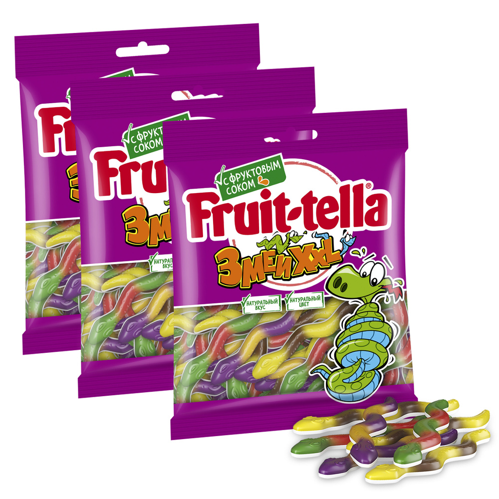 Жевательный мармелад Fruittella Змеи XXL, 3 шт по 70г #1