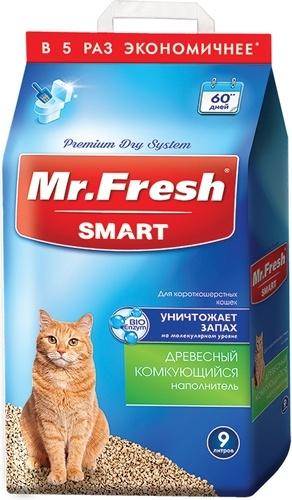 Mr.Fresh Наполнитель Древесный Комкующийся Без отдушки 4200г.  #1