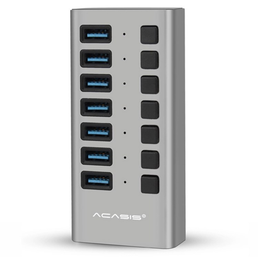 Хаб Acasis 7 Ports 36W USB 3.0 12V/2A Data Hub with Individual On/Off Switches Splitter Grey (HS-707MG) #1