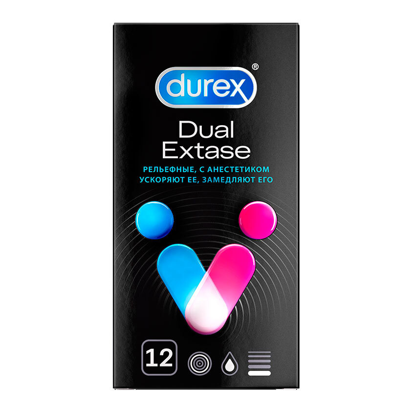 DUREX ПрезервативыDual Extase (рельефные с анестетиком) 12 шт #1