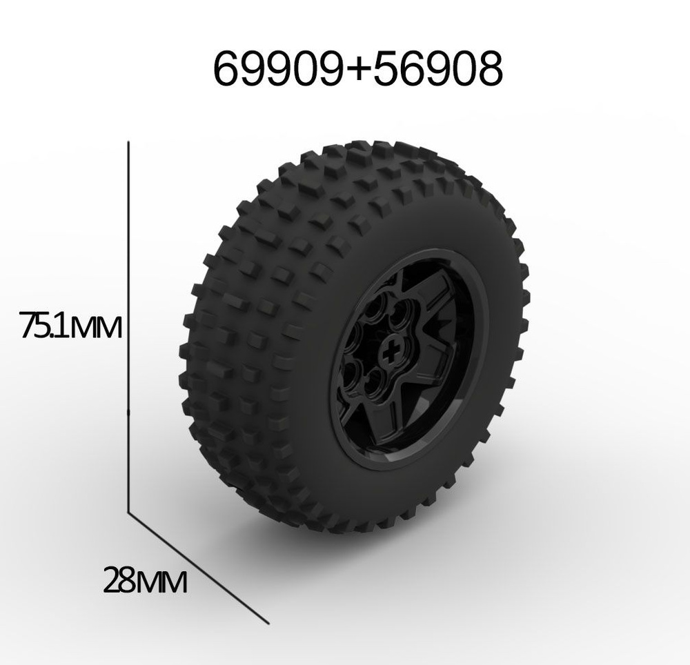 Колесо для конструктора 69909 + 56908 75.1 x 28 Spiky Tread + диск 43.2 x  26 Racing Small, 6 Pin Holes, набор 4 шт, совместим с Лего техник (Lego  Technic) - купить с доставкой по выгодным ценам в интернет-магазине OZON  (681680462)