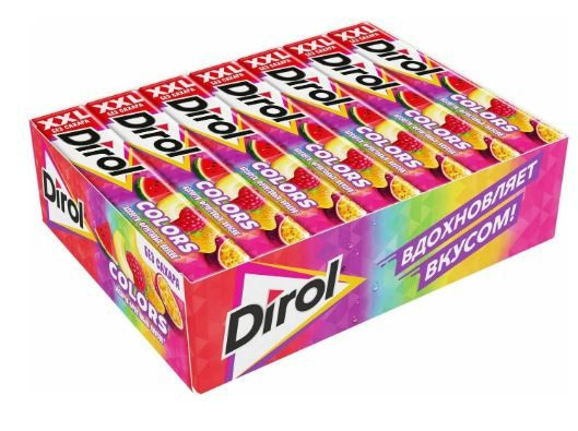 Жевательная резинка DIROL Colors XXL ассорти фруктовых вкусов, 18 шт. по 19 г. Дирол  #1