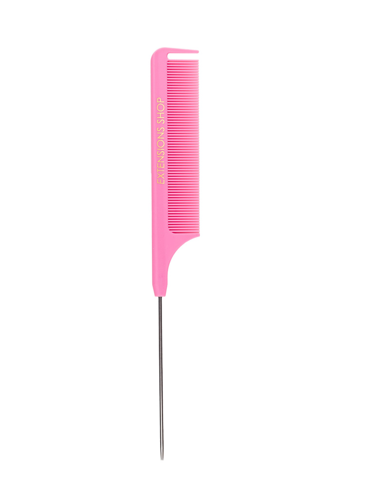 Расческа хвостик розовая для окрашивания и мелирования с металлическим хвостиком  #1