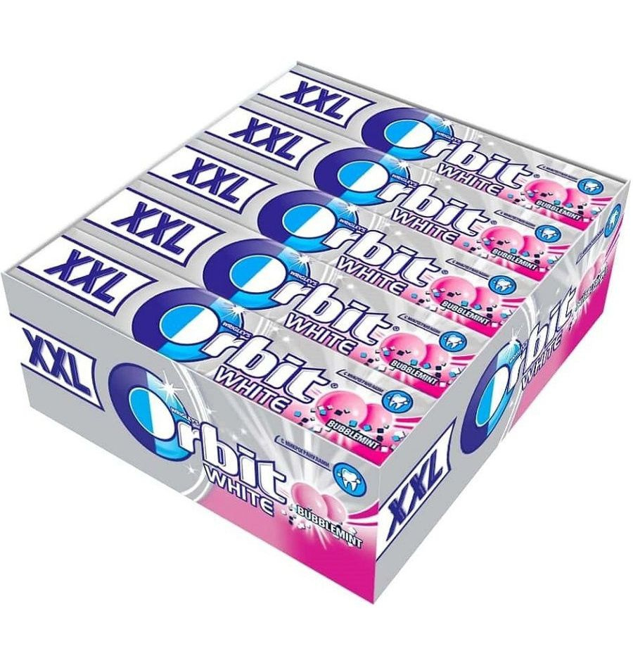 Жевательная резинка Orbit XXL White Bubblemint без сахара драже, 20 ...
