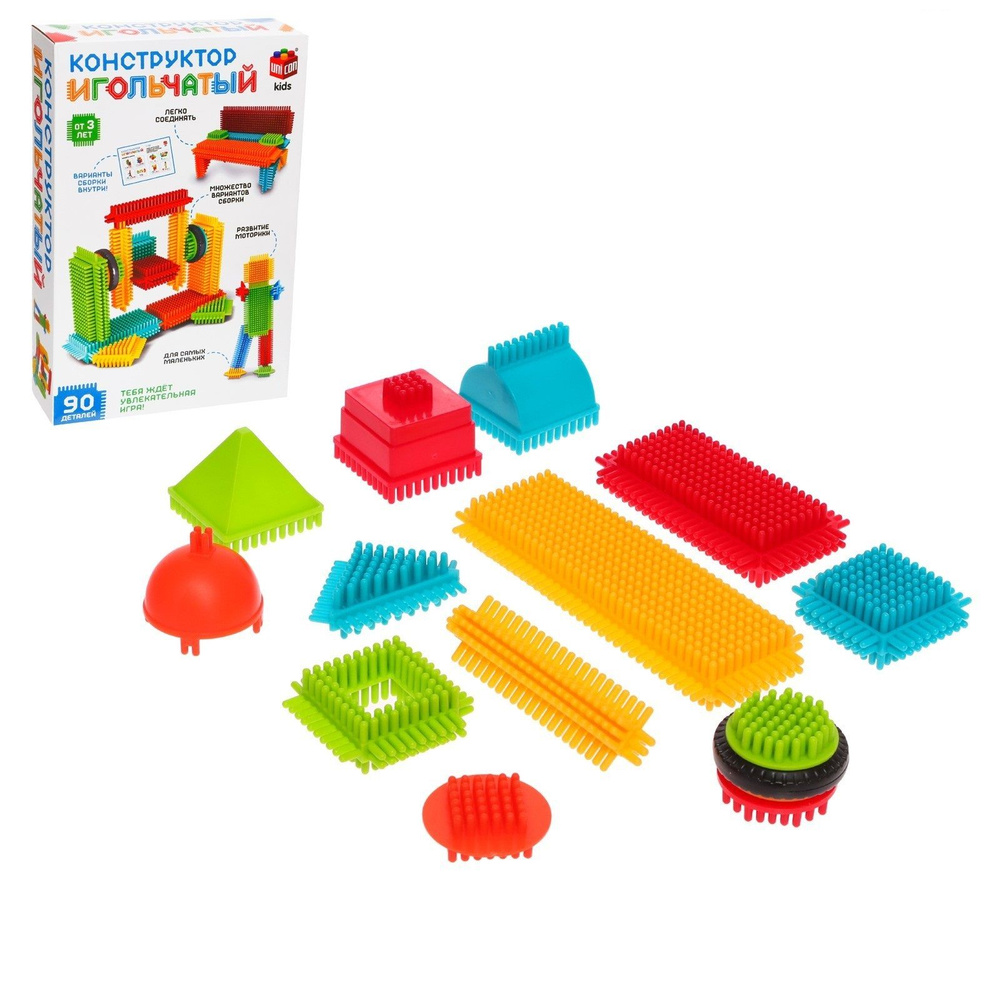Конструктор игольчатый UNICON "Качели", 90 деталей, ёжик, мелкая ...