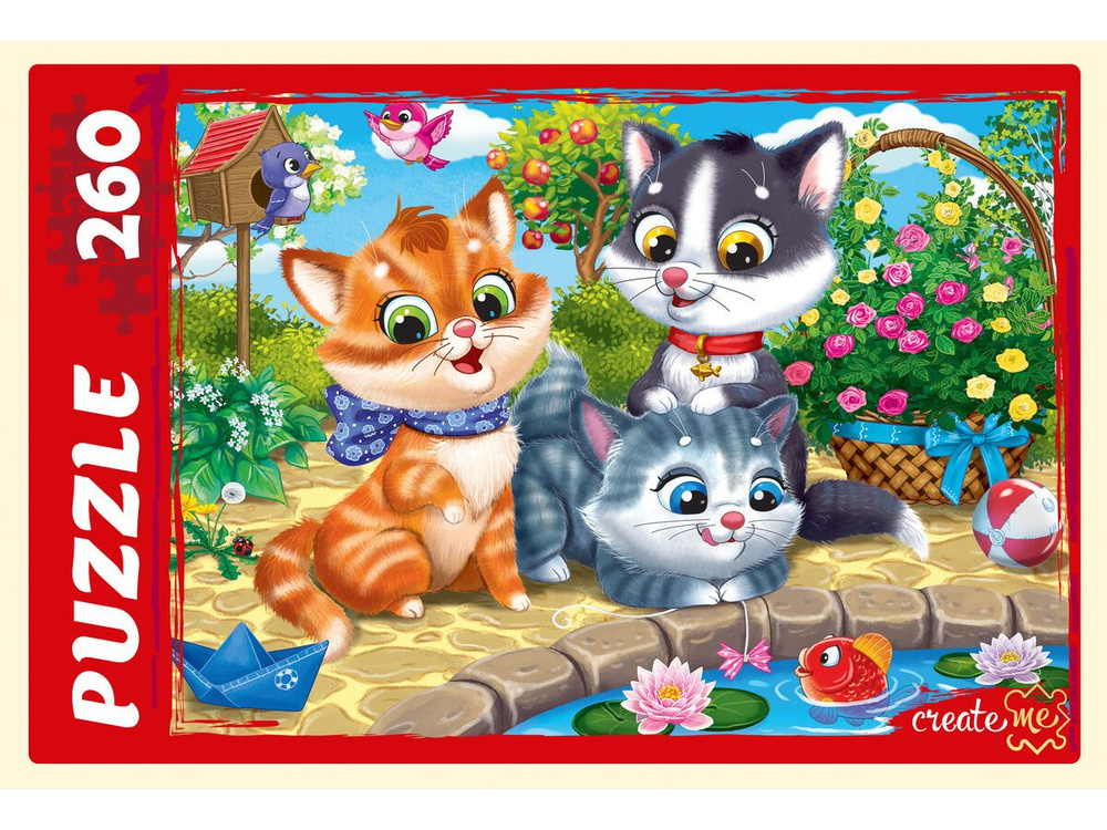 Пазл Рыжий кот "ЗАБАВНЫЕ КОТИКИ № 4" 260 элементов (поле 34х24 см)/ игра головоломка для детей/ подарок #1