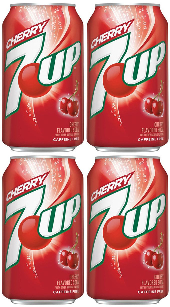 Газированный напиток 7 Up Cherry "Без Кофеина" USA, 4 шт по 0.355л ...