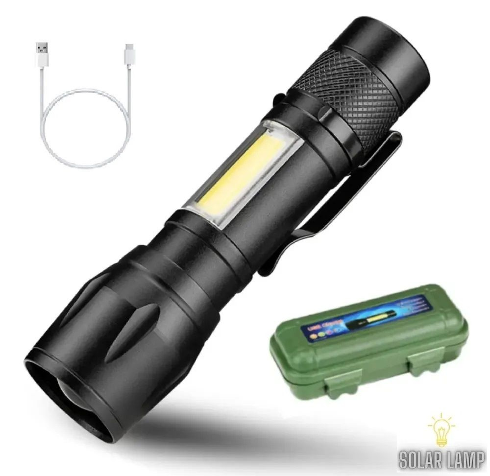 Фонарь ручной светодиодный с фокусировкой, компактный и сверхъяркий, с  зарядкой от microUSB - купить с доставкой по выгодным ценам в  интернет-магазине OZON (228370556)