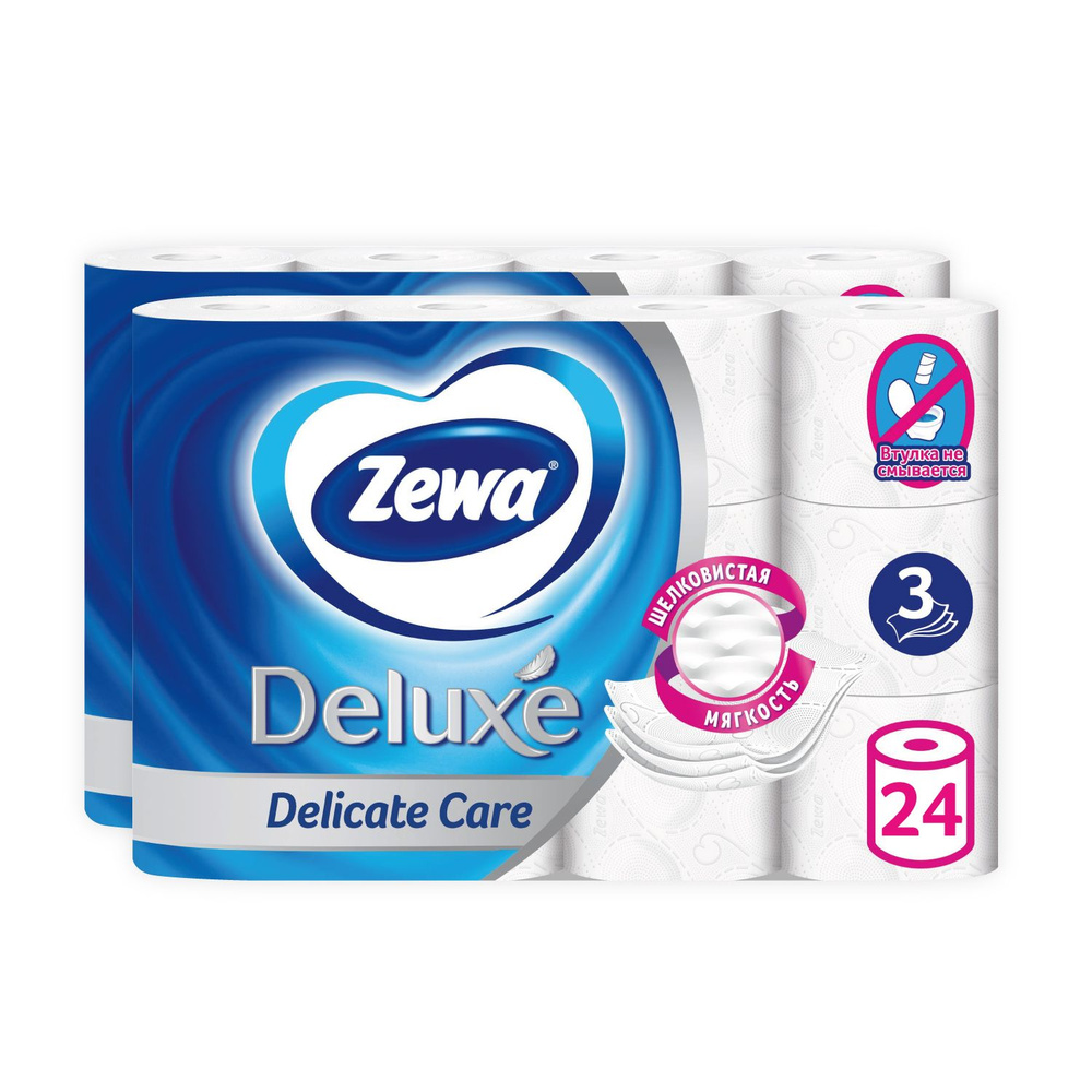 Туалетная Бумага Zewa Deluxe 3 слоя Белая 24 рулона - купить с ...