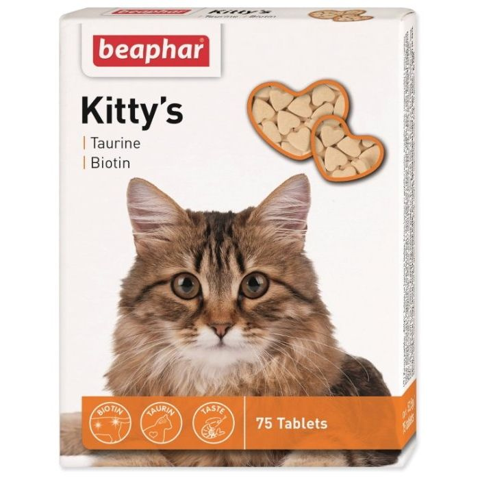 Витамины Beaphar Kittys + Taurine-Biotine для кошек с таурином и биотином, 75 таб.  #1