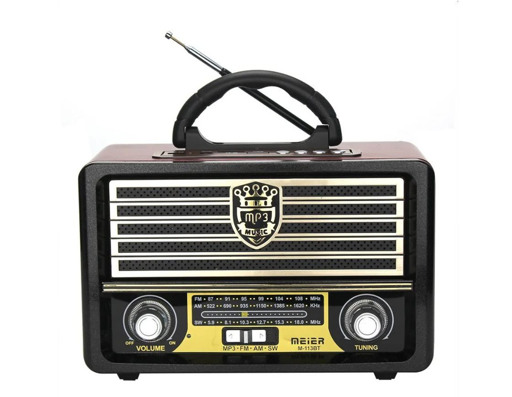 Радиоприемник Meier M-113BT USB Retro Bluetooth (темно-коричневый ...