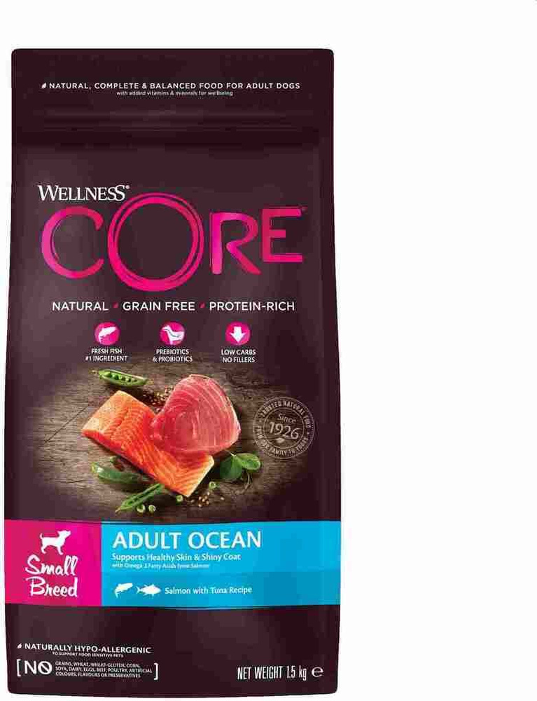 Wellness CORE Корм из лосося с тунцом для взрослых собак мелких пород 1 ...