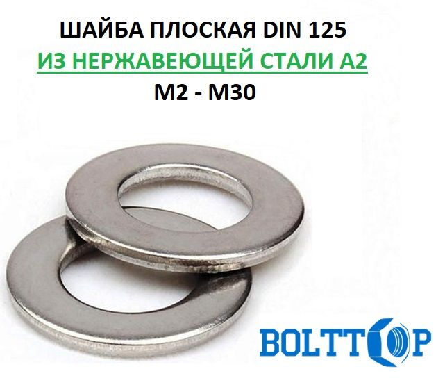 Шайба плоская DIN 125 для резьбы М22, нержавеющая А2 (AISI 304), 2 шт  #1
