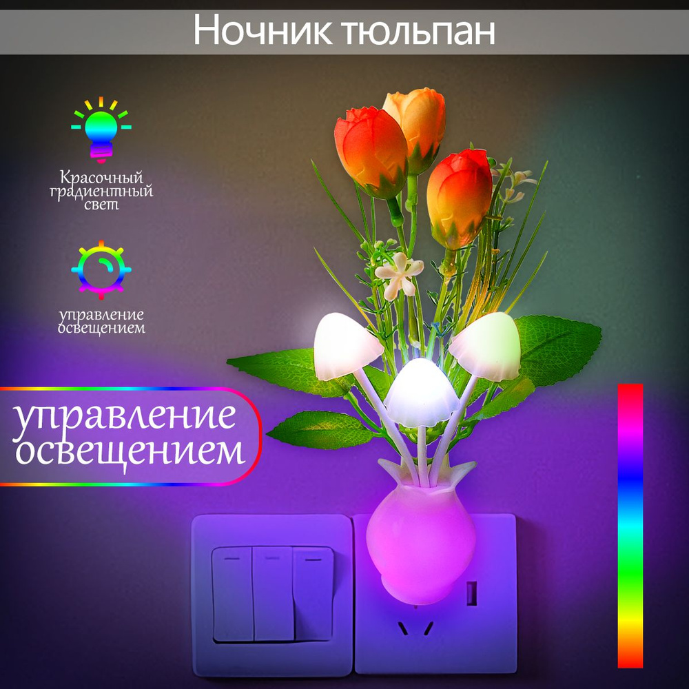 Купить Ночник детский для сна в розетку с датчиком света, От блока питания  по выгодной цене в интернет-магазине OZON (836201016)