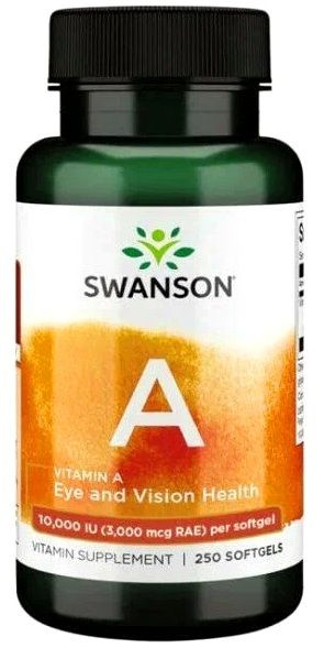 Vitamin A 10000 lu (3000 mcg) 250 softgels Swanson США / Витамин А 3000 ...