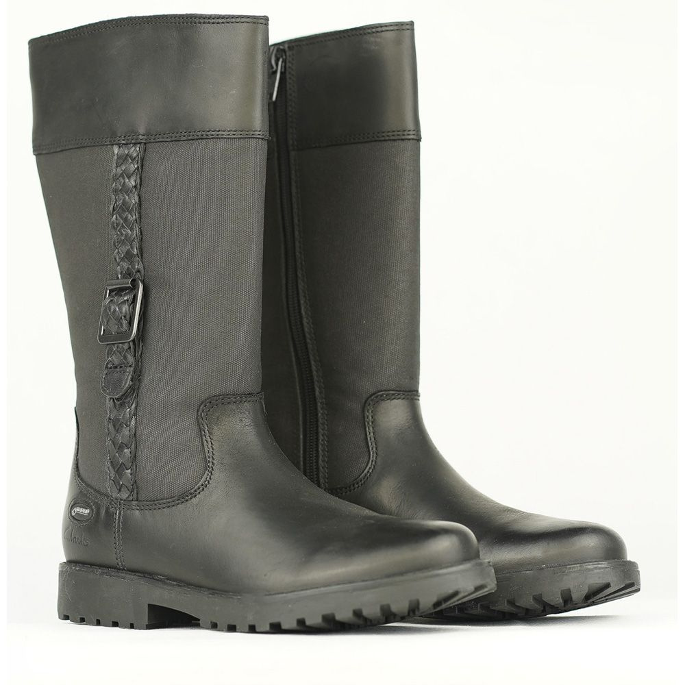 Clarks girls black boots best sale