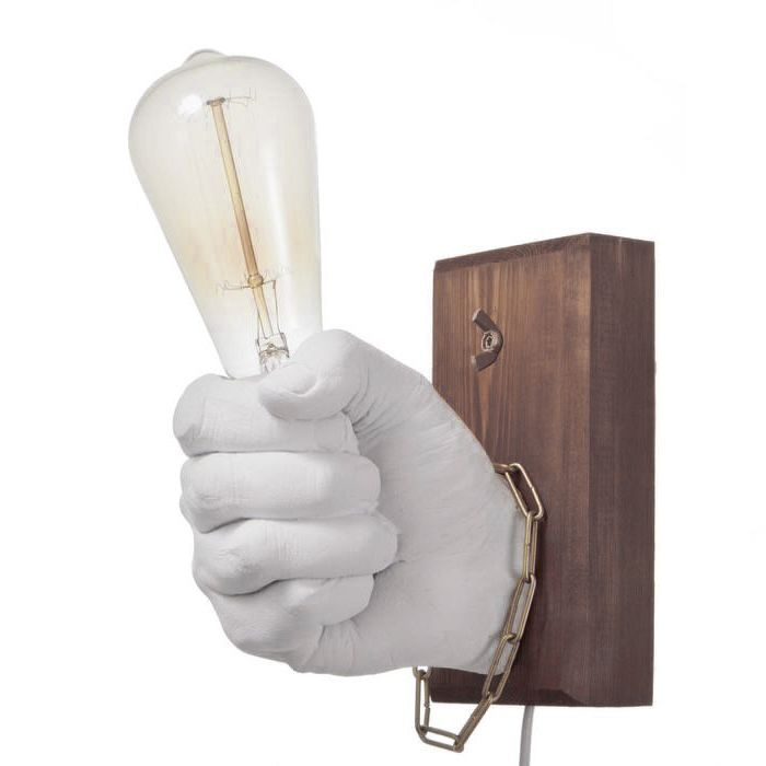 Светильник в стиле лофт "Правая рука кулак" E27 60Вт белый 18х18х10 см  #1