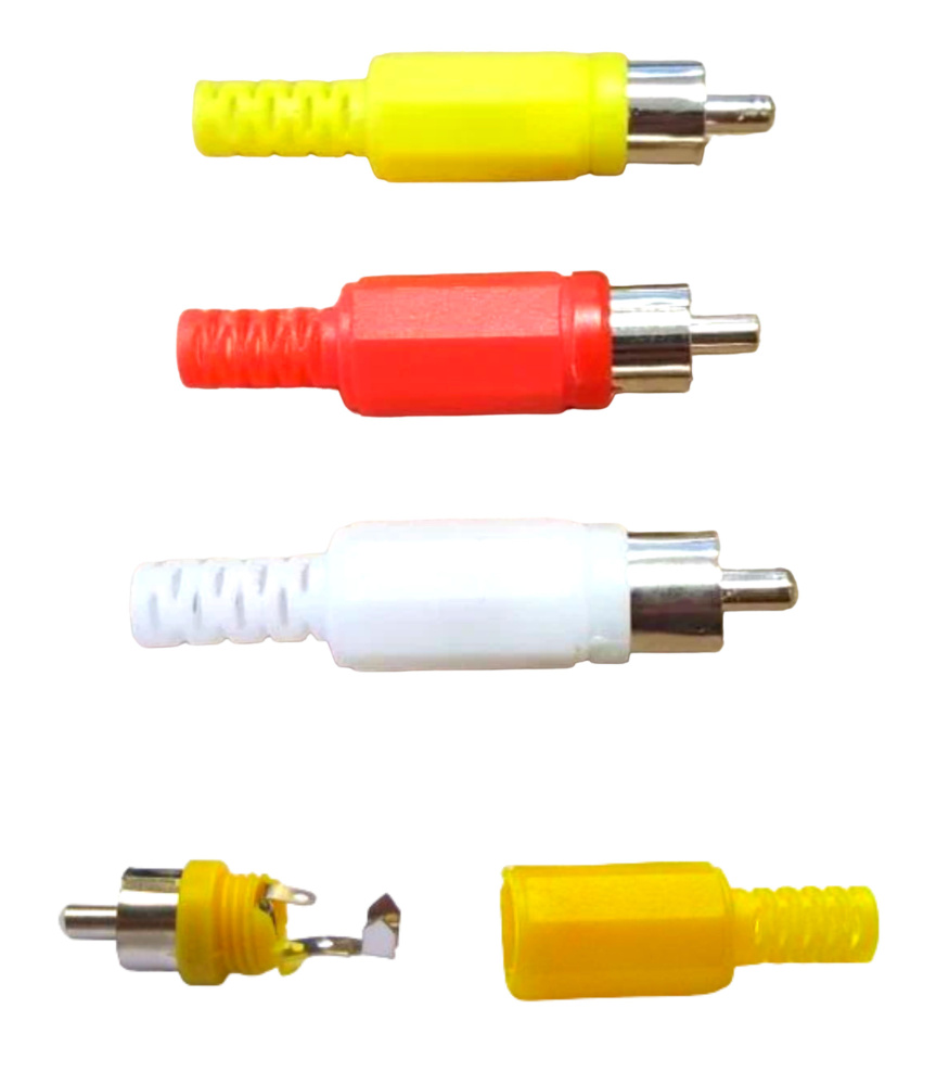 Комплект штекер(тюльпан) RCA белый, красный, желтый пайка - 1шт ...