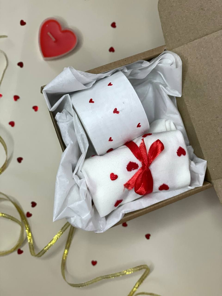 Подарочный набор на День Влюбленных 14 февраля/ Подсвечник и носки с сердечками - купить по выгодным ценам в интернет-магазине OZON (860257211)