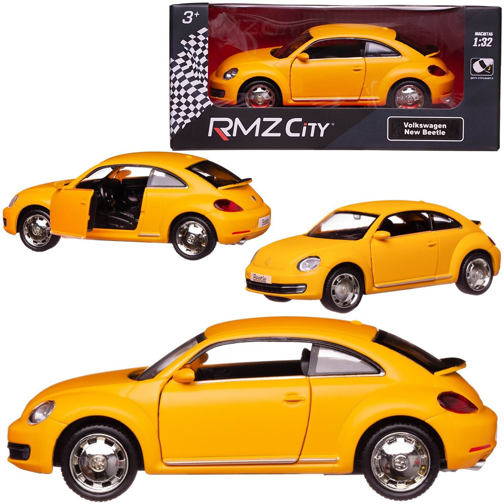 Машина металлическая RMZ City 1:32 Volkswagen New Beetle, желтый матовый  цвет, двери открываются - купить с доставкой по выгодным ценам в  интернет-магазине OZON (931764898)