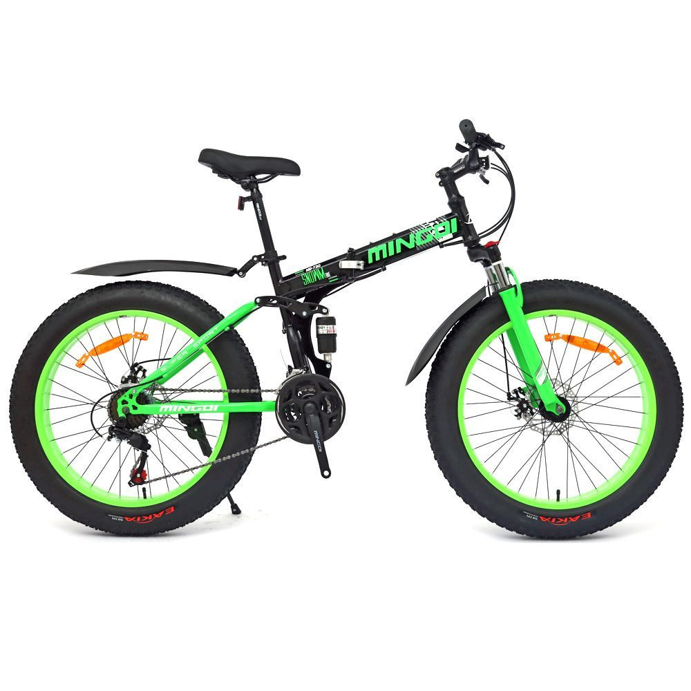 Mingdi Fat-bike Велосипед 24MD-730 GMINDI 24-дюймовый велосипед  21-скоростной складной велосипед стальная рама шины 4.0, 24, 2023