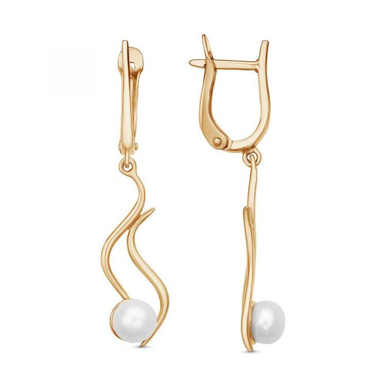 Серебряные серьги с жемчугом длинные золочение Б33313149 - купить с ...