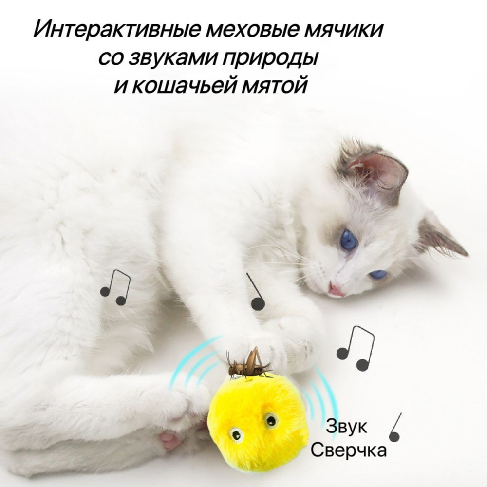 Игрушки для кошек, интерактивный мячик со звуком и кошачьей мяты для кошек