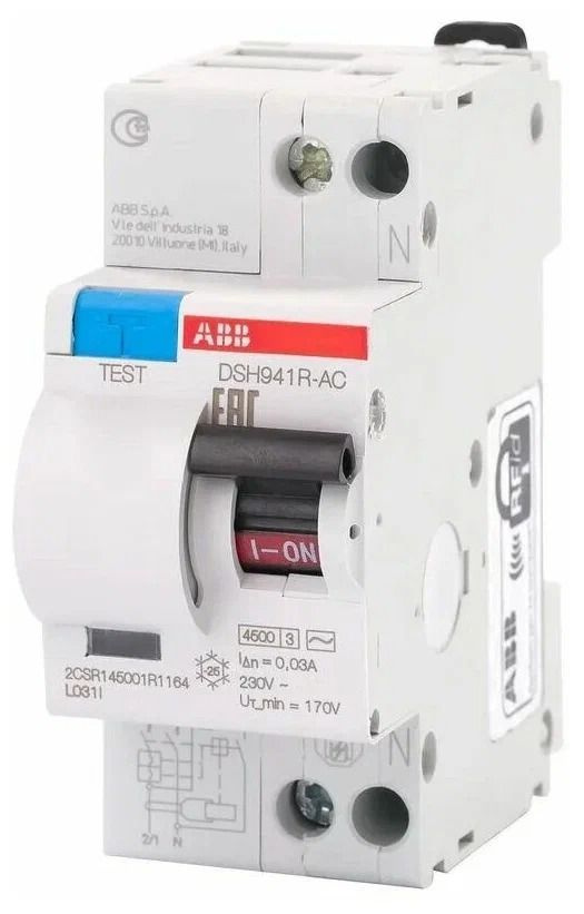 Дифференциальный автомат ABB DS941/DSH941R 2П 30 мА C 4,5 кА AC ...