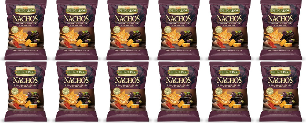 Начос кукурузные Delicados Nachos с кусочками оливок и паприкой, комплект: 12 упаковок по 150 г  #1