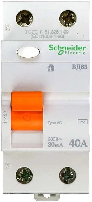 Schneider Electric УЗО 2P 40А 30мА AC - купить с доставкой по выгодным ...