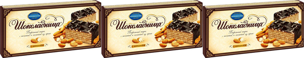 Торт Шоколадница Коломенское с миндалем вафельный, комплект: 3 упаковки по 230 г  #1