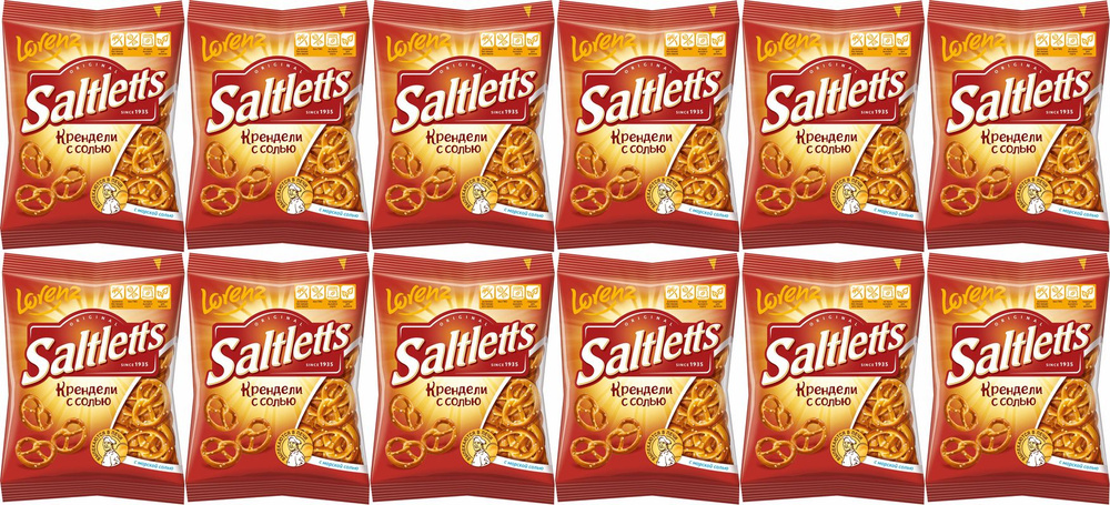 Крендельки Lorenz Saltletts Классические мини с солью, комплект: 12 упаковок по 50 г  #1