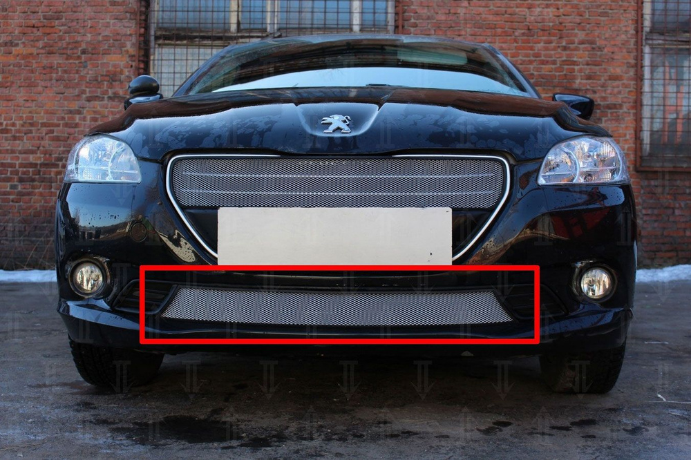 Защитная сетка радиатора низ хром Peugeot 301 (2012-2016) / съемная ...