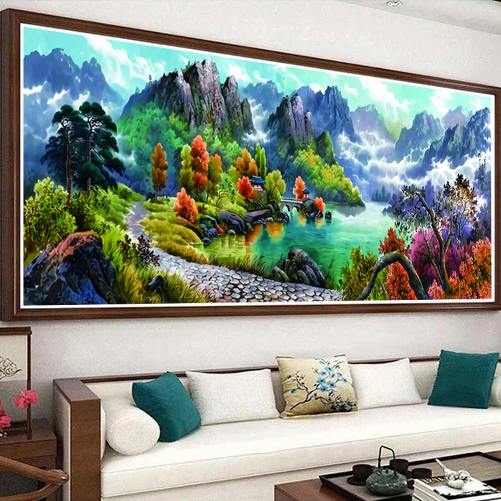 Набор для вышивания крестом, вышивка крестиком Весенний пейзаж, 11CT 150x62cm (без подрамника,без рамки) #1