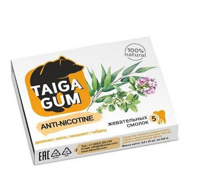 Смолка жевательная Алтайский нектар Taiga Gum Против курения 5 табл  #1