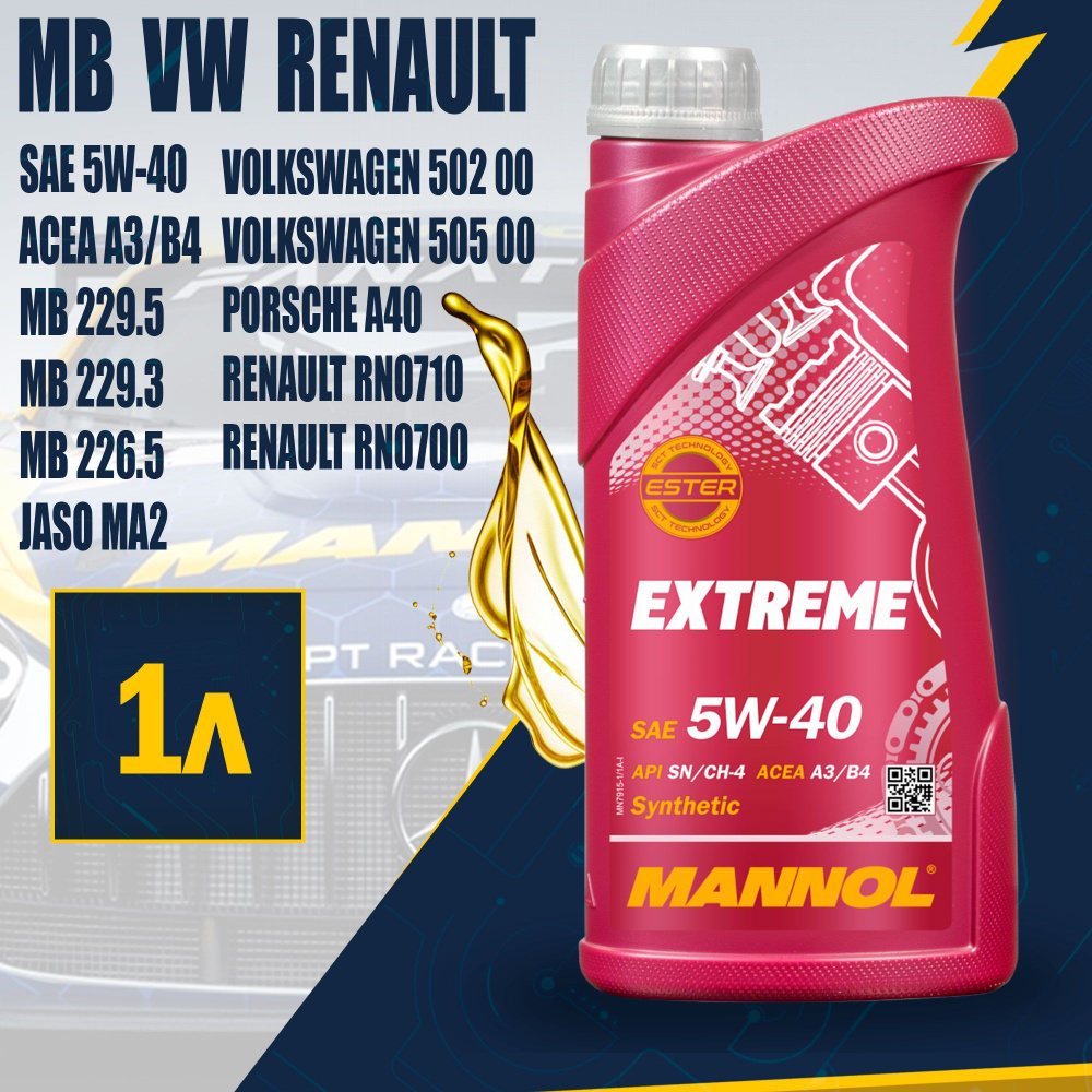 Масло моторное MANNOL 5W-40 Синтетическое - купить в интернет-магазине ...