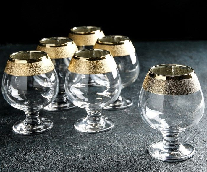 Набор бокалов для бренди 400 мл "Золотой карат", 6 шт #1
