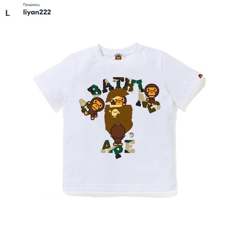 Футболка BAPE, размер 40, цвет белый, оливковый - купить по выгодной ...