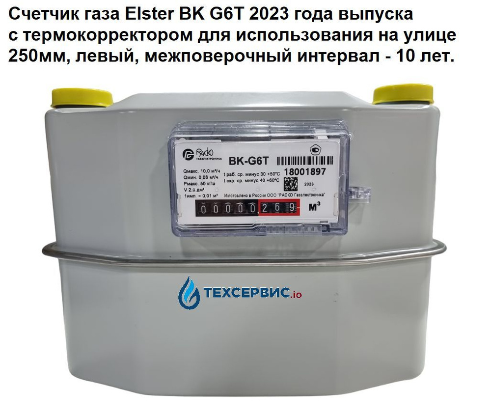 Elster GmbH Счетчик газа Мембранный, Левый, G6 - купить с доставкой по ...