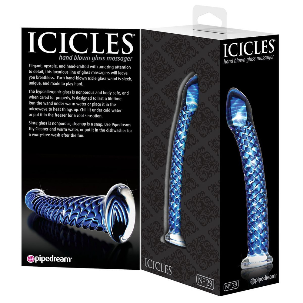 Стеклянный стимулятор для женщин Icicles No. 29 Pipedream с вихревым рельфефом 17,8 см  #1