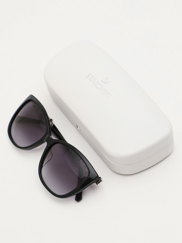 Очки солнцезащитные женские Swarovski, SK291-F_01B, черный, серебристый ...