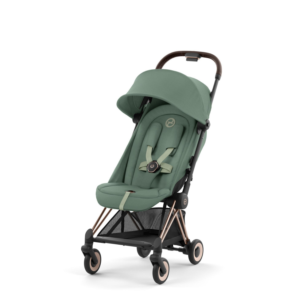 Прогулочная коляска Cybex Coya Leaf Green на шасси Rosegold идеальна для прогулок, багажа, ручной клади, #1