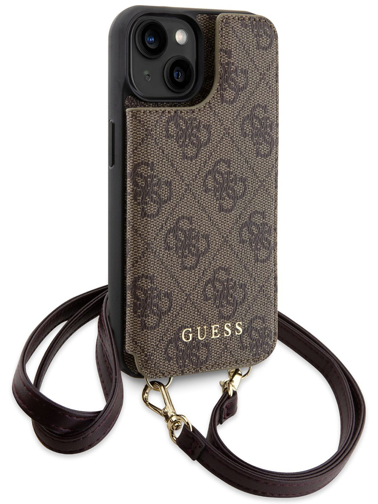 Чехол Guess PU Crossbody на Apple iPhone 14 / для Айфон 14 из экокожи, с картхолдером, с ремешком на #1