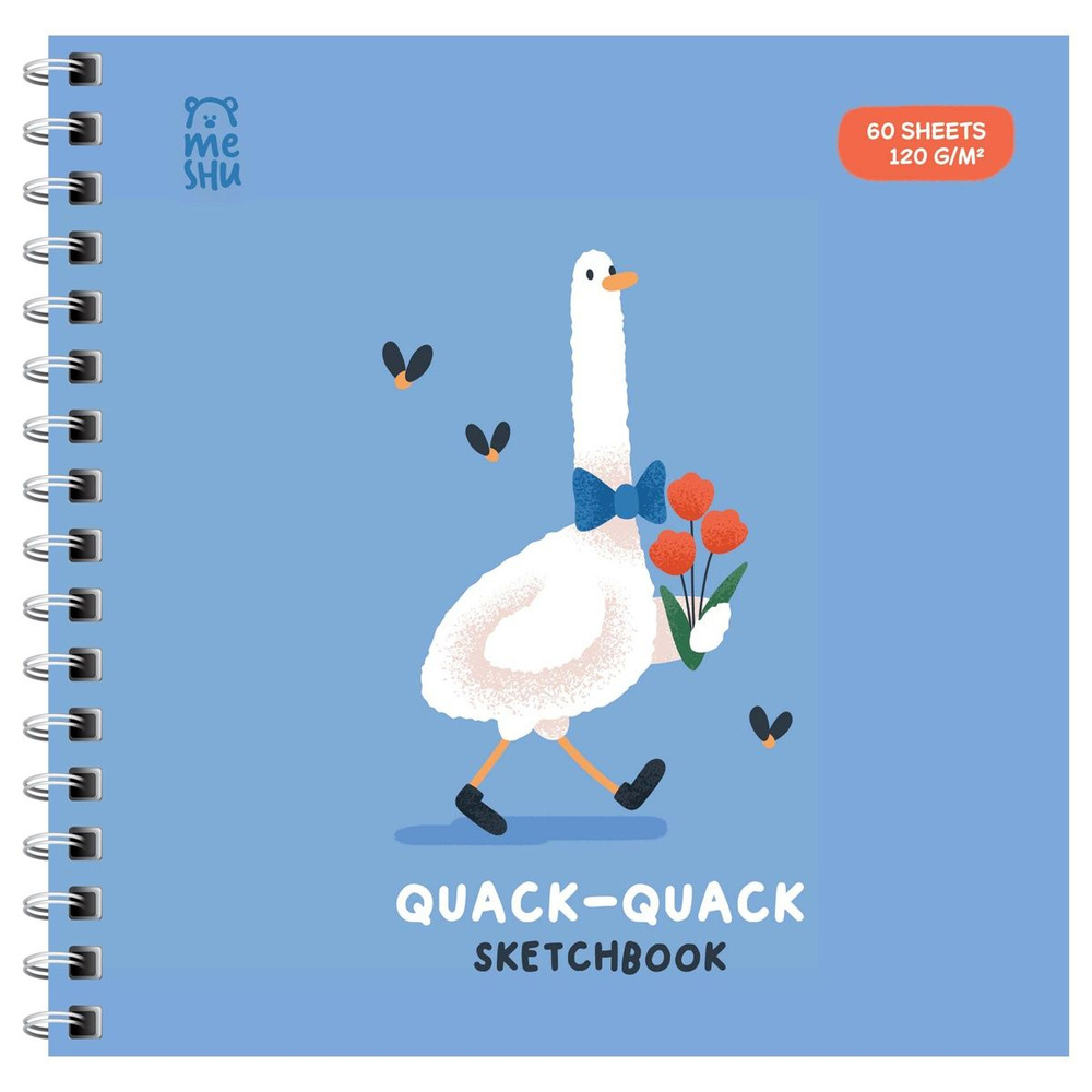 Скетчбук Meshu "Quack-Quack", 60 листов, 150х150 мм, на гребне, выборочный лак, soft-touch, 120 г/м2 #1