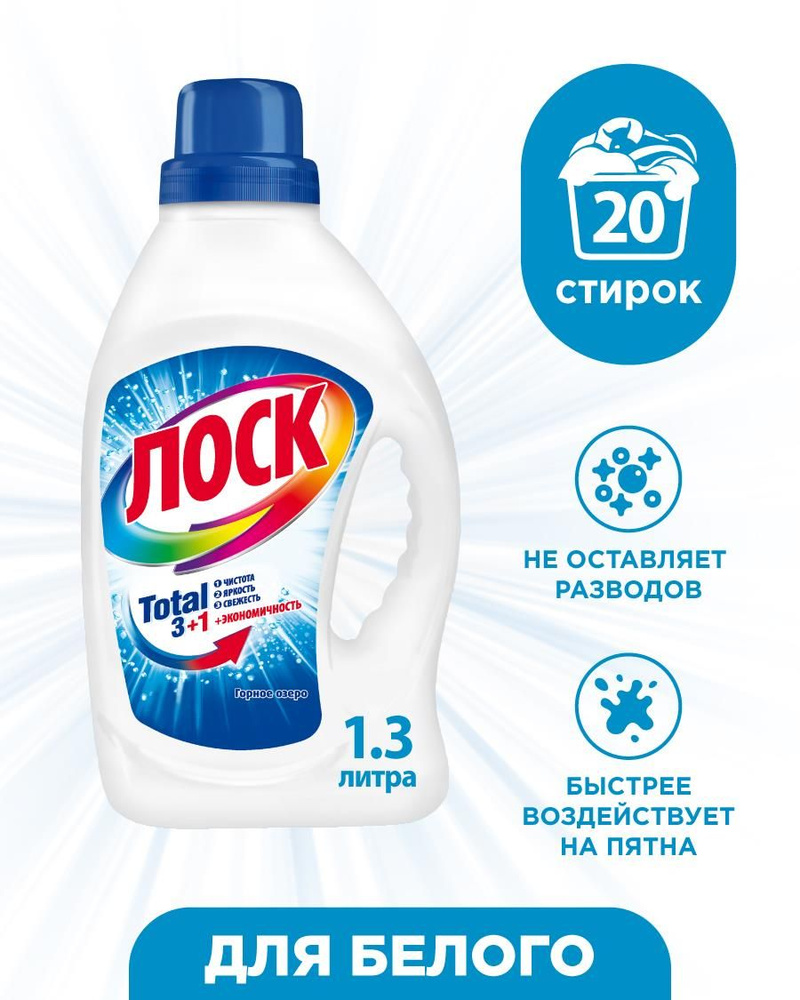 Гель для стирки LOSK Горное Озеро для белого белья, 1,3л, 20 стирок ...