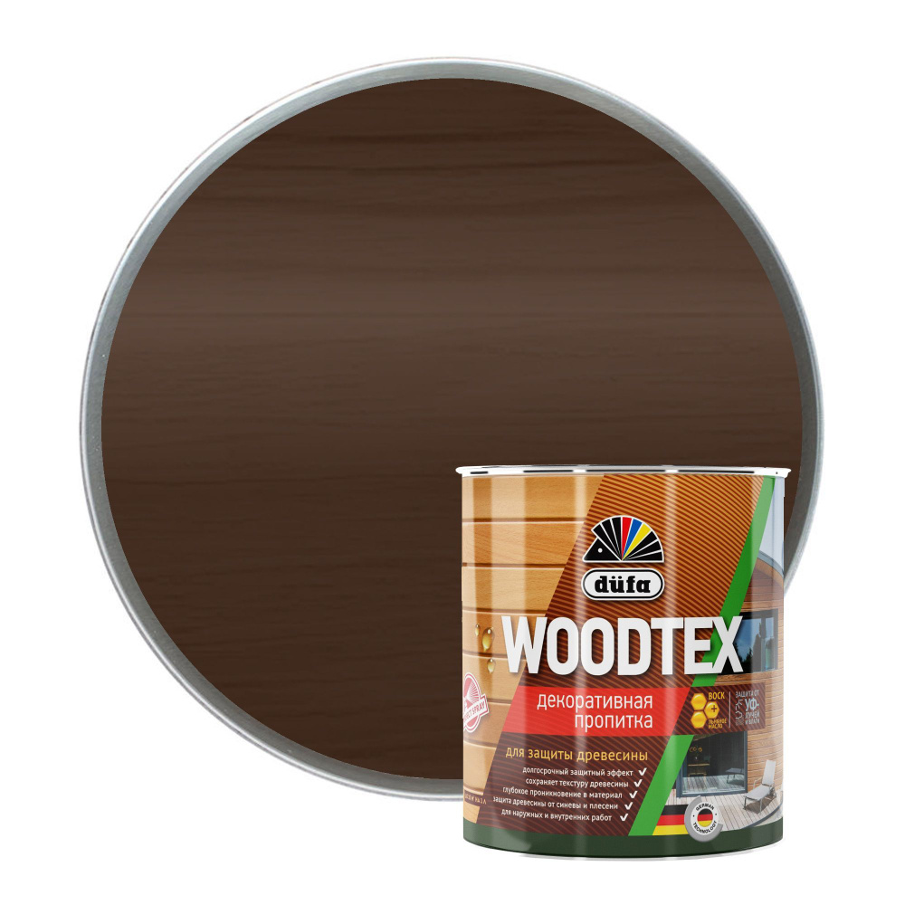 Пропитка декоративная для защиты древесины алкидная Dufa WOODTEX венге 0,9 л  #1