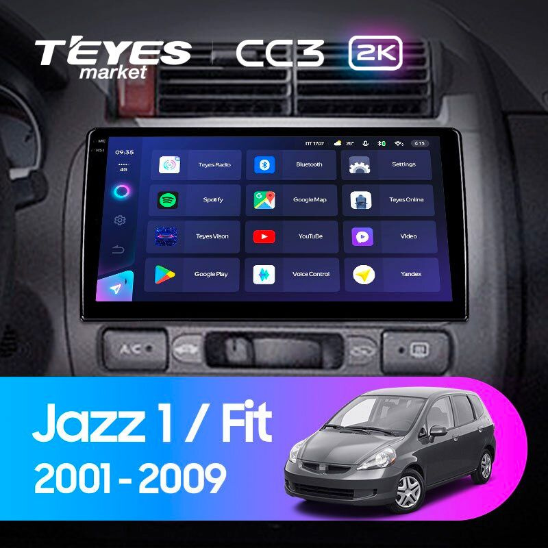 Магнитола для авто,TEYES Магнитола CC3 2K 3 Gb 9.5" для Honda Jazz 1 GD Fit 1 (Right hand driver) 2001-2008 #1